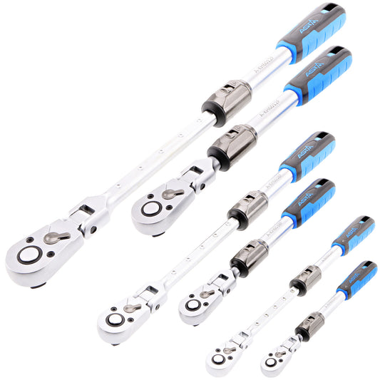 Teleskop-Umschaltknarre mit Gelenk 1/4", 3/8", 1/2"