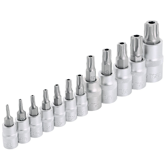 Fünfstern-Torx-Steckschlüssel TS8 – TS60 mit Bohrung