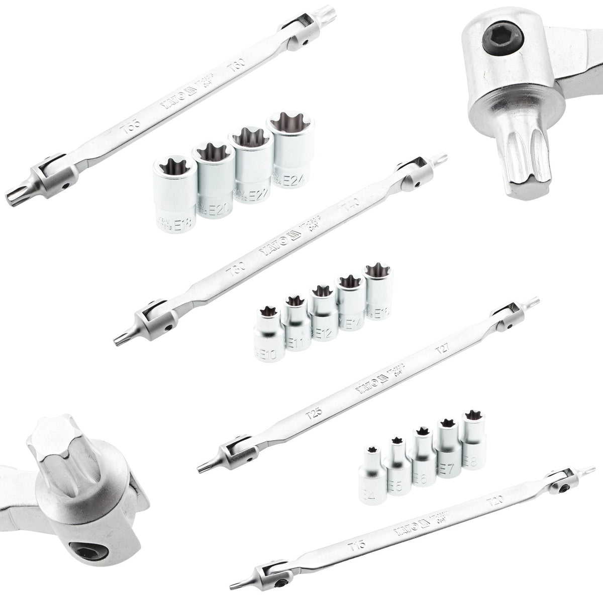 Steckschlüsselsatz innen & außen Torx T15 – T60 / E4 – E24