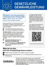 Gesetzliche Gewährleistung: Mindestens zwei Jahre gesetzliche Gewährleistung der Vertragsmäßigkeit für Waren, die in der Europäischen Union verkauft werden.